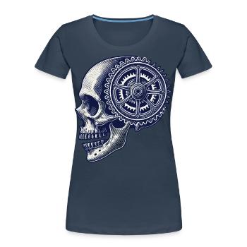 Fahrrad Schädel Getriebe Radsport Kunstwerk - Frauen Premium Bio T-Shirt - Navy - Vorne - Mia (176cm)