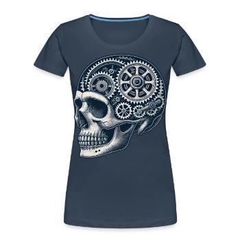 Passionné de vélo Skull Gears - T-shirt bio Premium Femme - bleu marine - Devant - Mia (176cm)