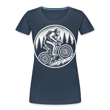 Bigfoot Bike Adventure In The Woods - Women's Premium Organic T-Shirt - navy - Front - Mia (176cm)