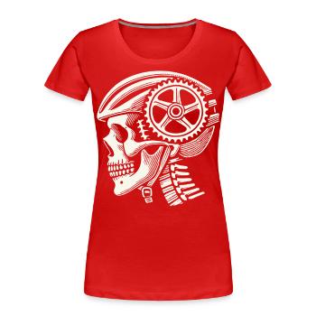 Fahrradfahrer Schädel Mit Kettenhelm Illustration - Frauen Premium Bio T-Shirt - Navy - Vorne - Mia (176cm)