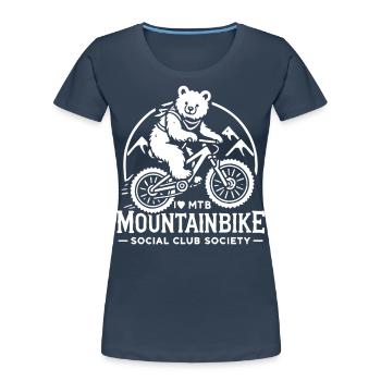 Bicycle Retro Bear Mountain Bike Club - Women's Premium Organic T-Shirt - navy - Front - Mia (176cm)