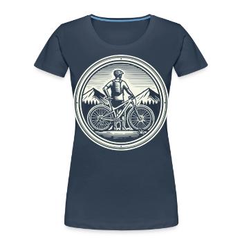 Mountain Bike Adventure Bike Mountains Retro - Women's Premium Organic T-Shirt - navy - Front - Mia (176cm)