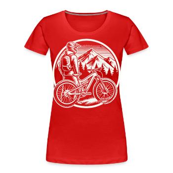 Vélo aventureux Montagnes Amoureux de la nature - T-shirt bio Premium Femme - bleu marine - Devant - Mia (176cm)