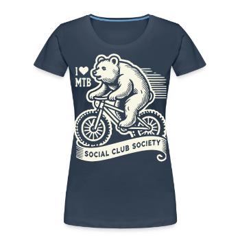 Bicycle Retro Style I Love MTB Bear - Women's Premium Organic T-Shirt - navy - Front - Mia (176cm)