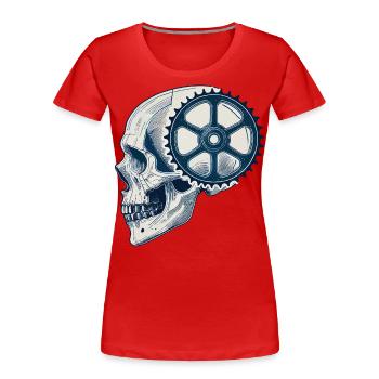 Bicycle Lover Skull with Gear for Cycling - Women's Premium Organic T-Shirt - navy - Front - Mia (176cm)