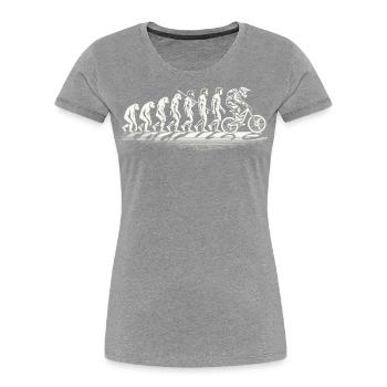 Evolution Fahrrad Mountainbike Radsport Humor - Frauen Premium Bio T-Shirt - Navy - Vorne - Mia (176cm)