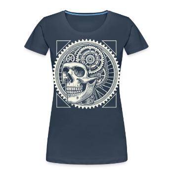 Bicycle Lovers Skull Gears - Women's Premium Organic T-Shirt - navy - Front - Mia (176cm)