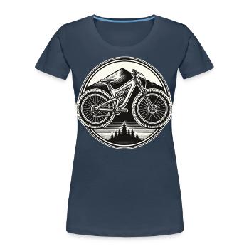 VTT Aventure Vélo Nature - T-shirt bio Premium Femme - bleu marine - Devant - Mia (176cm)