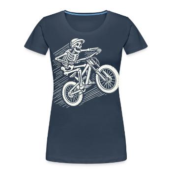Skeleton Bicycle Adventure Mountain Bike Retro - Women's Premium Organic T-Shirt - navy - Front - Mia (176cm)