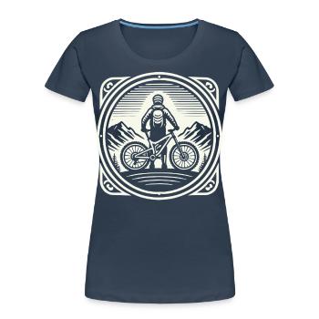 VTT Aventure Vélo Paysage de montagne - T-shirt bio Premium Femme - bleu marine - Devant - Mia (176cm)