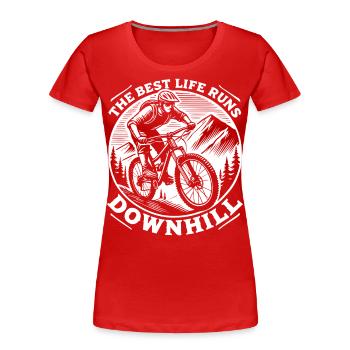 Aventure à vélo Descente Montagne Rétro - T-shirt bio Premium Femme - bleu marine - Devant - Mia (176cm)