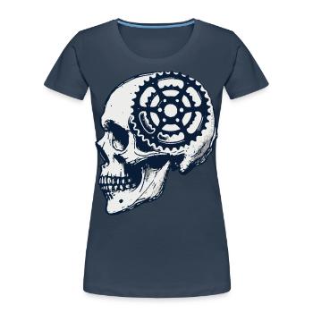 Fahrrad Schädel Mountainbike Kunst für Radsportler - Frauen Premium Bio T-Shirt - Navy - Vorne - Mia (176cm)
