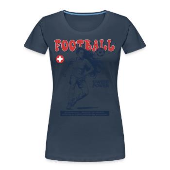 Suisse Fußballspielerin Shirt: Foulspiel mit Stil - Frauen Premium Bio T-Shirt - Navy - Vorne - Mia (176cm)