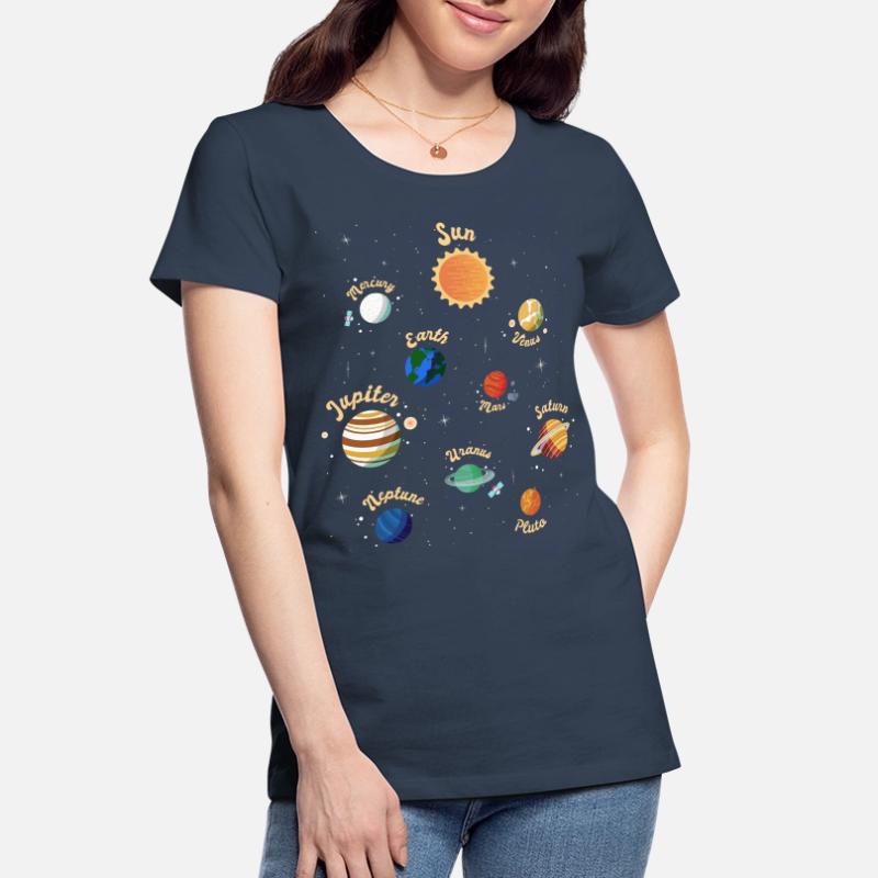 Solar System Planets Knowledge Outer Space for Kid Women's Premium Organic T-Shirt
