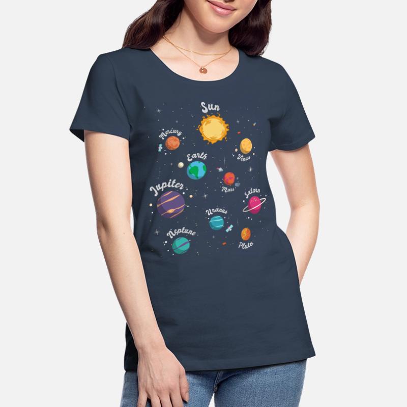 Solar System Planets Knowledge Outer Space for Kid Women's Premium Organic T-Shirt