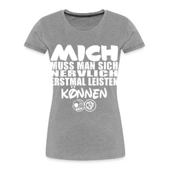 Mich muss man sich nervlich erstmal leisten können - Frauen Premium Bio T-Shirt - Navy - Vorne - Mia (176cm)