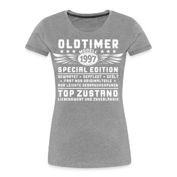 Oldtimer Jahrgang 1997 25. Geburtstag Geschenk Fun - Frauen Premium Bio T-Shirt - Navy - Vorne - Mia (176cm)