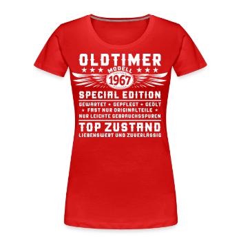 Oldtimer Jahrgang 1967 55. Geburtstag Geschenk Fun - Frauen Premium Bio T-Shirt - Navy - Vorne - Mia (176cm)