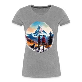 Zermatt, Matterhorn, Matterhorn mountain, hiker - Women's Premium Organic T-Shirt - navy - Front - Mia (176cm)