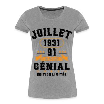 91 Ans Anniversaire Vintage Né(e) en Juillet 1931 - T-shirt bio Premium Femme - bleu marine - Devant - Mia (176cm)