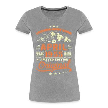 April 1955 Geburtstagsgeschenk 1955 Legenden April - Frauen Premium Bio T-Shirt - Navy - Vorne - Mia (176cm)
