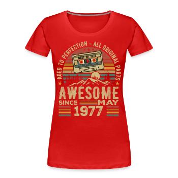 Mai 1977 Anniversaire Mai 1977 Cadeau 1977 Retro - T-shirt bio Premium Femme - bleu marine - Devant - Mia (176cm)