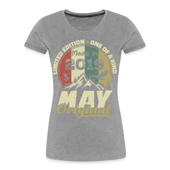 Vintage Anniversary Gift Made in May 2019 - Women's Premium Organic T-Shirt - navy - Front - Mia (176cm)