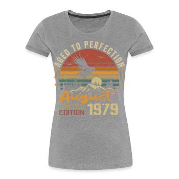 Jahrgang August 1979 Geburtstagsgeschenk August 1979 - Frauen Premium Bio T-Shirt -  - Vorne - Mia (176cm)