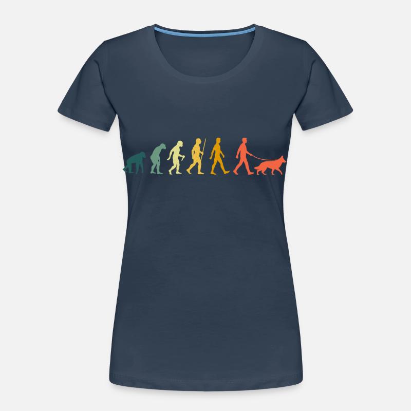 Retro Schäferhund Evolution Schäferhunde - Frauen Premium Bio T-Shirt - Navy