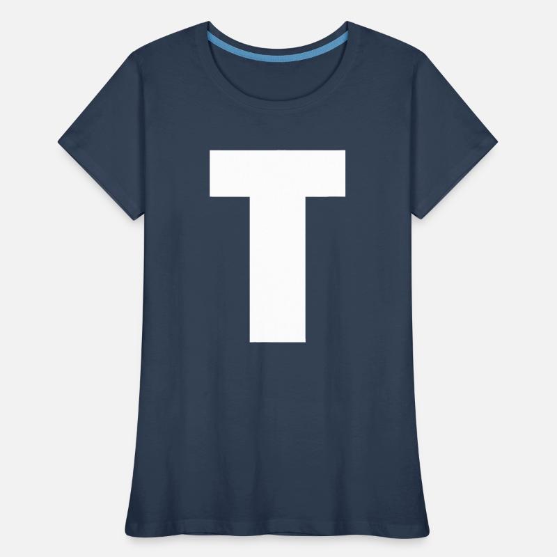 Buchstabe T Großbuchstaben Alphabet Monogramm Initiale Frauen Premium Bio T-Shirt