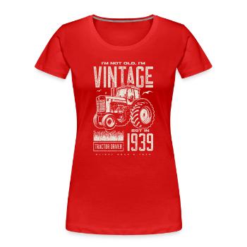 Tracteur Vintage Farmer Anniversaire Né En 1939 - T-shirt bio Premium Femme - bleu marine - Devant - Mia (176cm)