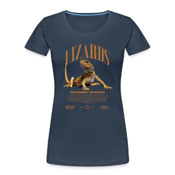 Dragon barbu Streetwear gardien de lézard - T-shirt bio Premium Femme - bleu marine - Devant - Mia (176cm)