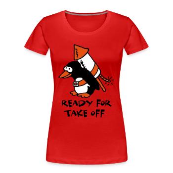 rocket_pinguin_c_3c - Women's Premium Organic T-Shirt - navy - Front - Mia (176cm)