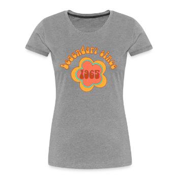 Légendaire depuis 1965 Anniversaire Fleur Rétro - T-shirt bio Premium Femme - bleu marine - Devant - Mia (176cm)