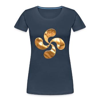 croix basque - T-shirt bio Premium Femme - bleu marine - Devant - Mia (176cm)