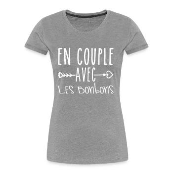 En Couple avec Bonbons, cadeau Fans de Bonbons - T-shirt bio Premium Femme - bleu marine - Devant - Mia (176cm)