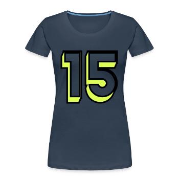 15. 15 JAHRE. 15-JÄHRIGES JUBILÄUM. GEBURTSTAG 15 JAHRE. - Frauen Premium Bio T-Shirt - Navy - Vorne - Mia (176cm)