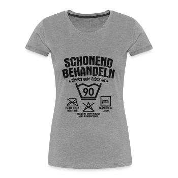SCHONEND BEHANDELN 90 JAHRE ALT 90. GEBURTSTAG - Frauen Premium Bio T-Shirt - Navy - Vorne - Mia (176cm)