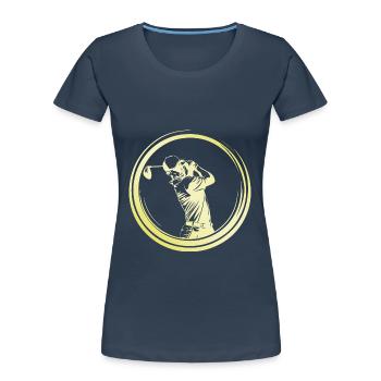 Golfer Man - Women's Premium Organic T-Shirt - navy - Front - Mia (176cm)