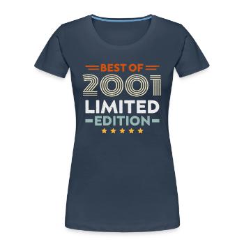 Retro 2001 Vintage Gift 23rd Birthday 23 Years - Women's Premium Organic T-Shirt - navy - Front - Mia (176cm)