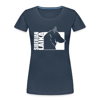 Sibérien Laika Profil Chiens Chien Wilsigns - T-shirt bio Premium Femme - bleu marine - Devant - Mia (176cm)