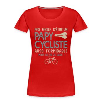 papy cycliste formidable vélo velo vélos - T-shirt bio Premium Femme - bleu marine - Devant - Mia (176cm)