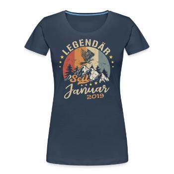 Legendary since January 2019 birthday - Women's Premium Organic T-Shirt - navy - Front - Mia (176cm)