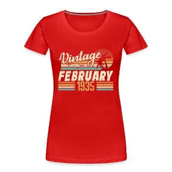 Millésime Né Février 1935 Cadeau 89e Anniversaire - T-shirt bio Premium Femme - bleu marine - Devant - Mia (176cm)