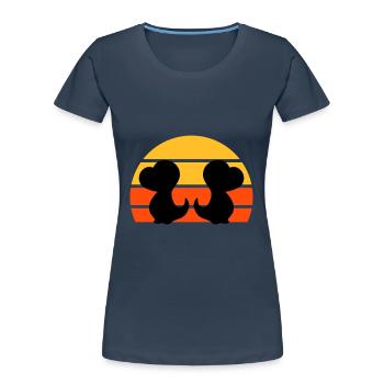Zwei Dinosaurierbabys vor Halbsonne - Frauen Premium Bio T-Shirt - Navy - Vorne - Mia (176cm)