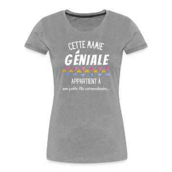 Mamie géniale petite fille formidable-Grand mère - T-shirt bio Premium Femme - bleu marine - Devant - Mia (176cm)