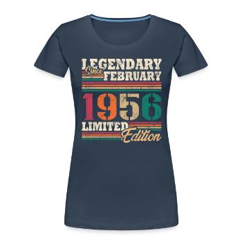 Légendaire Février 1956 édition limitée - T-shirt bio Premium Femme - bleu marine - Devant - Mia (176cm)