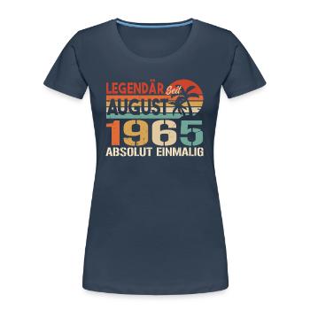 Geboren im August 1965 Funny Birthday Retro - Frauen Premium Bio T-Shirt - Navy - Vorne - Mia (176cm)