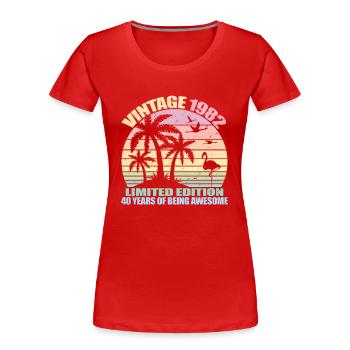 Millésime 1982 - 40 ans, cadeau de 40e anniversaire - T-shirt bio Premium Femme - bleu marine - Devant - Mia (176cm)