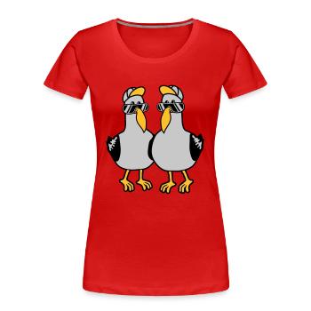 2 Amis de l’équipe Seagulls - T-shirt bio Premium Femme - bleu marine - Devant - Mia (176cm)